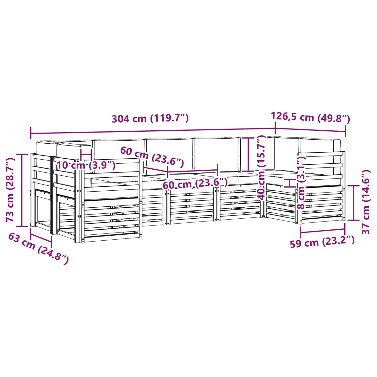 7-Piece Modular Outdoor Sectional Sofa