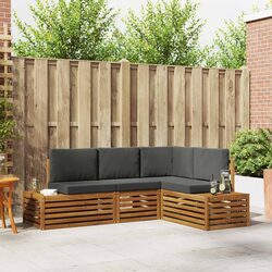 Solid Acacia Wood Outdoor Sectional Sofa Set - 4 Pieces