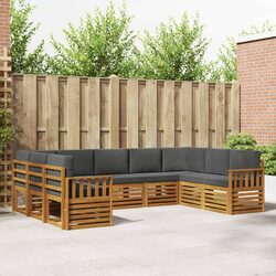 Sectional Sofa Set 9 Piece Outdoor Garden Furniture Natural Acacia Wood Brown