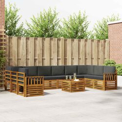 Outdoor Sofa Set 11 Piece Modular Garden Furniture Acacia Wood with Cushions