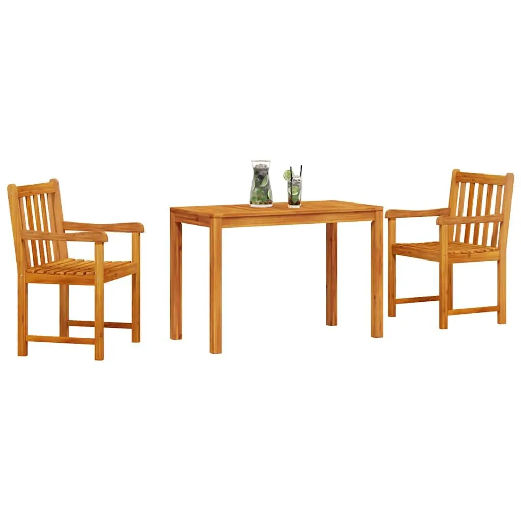 Garden Dining Set Outdoor Furniture 3 Pieces Solid Acacia Wood Brown
