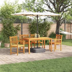5-Piece Garden Dining Set: Solid Acacia Wood Construction