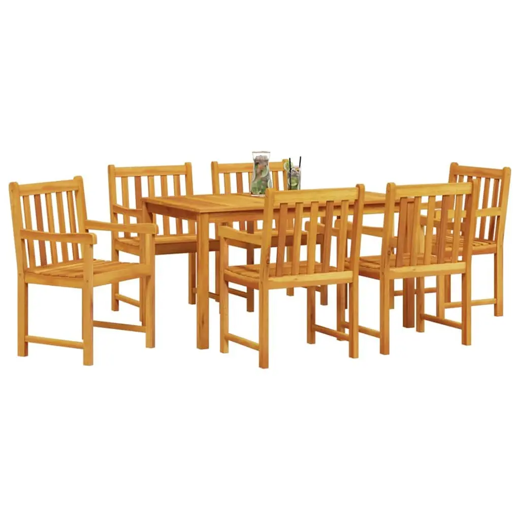 Garden Dining Set 7 Pieces Brown Wood Outdoor Furniture Patio Table Chairs