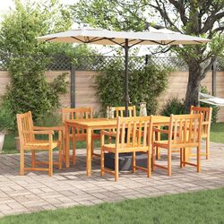 Garden Dining Set 7 Pieces Brown Solid Acacia Wood Outdoor Furniture Table