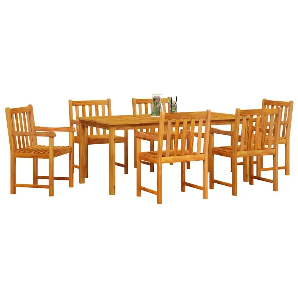 Garden Dining Set 7 Pieces Outdoor Furniture Brown Solid Acacia Wood