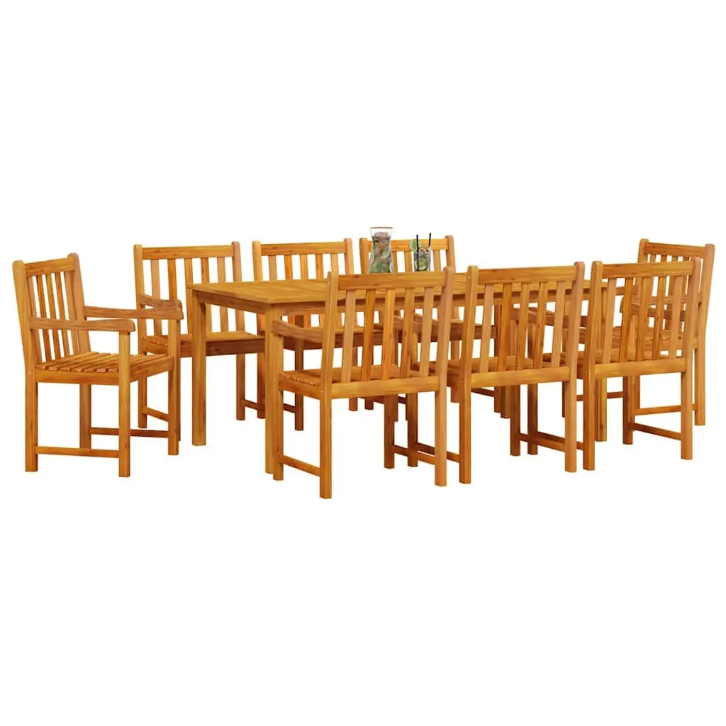 Garden Dining Set 9 Pieces Outdoor Furniture Brown Acacia Wood Patio Table