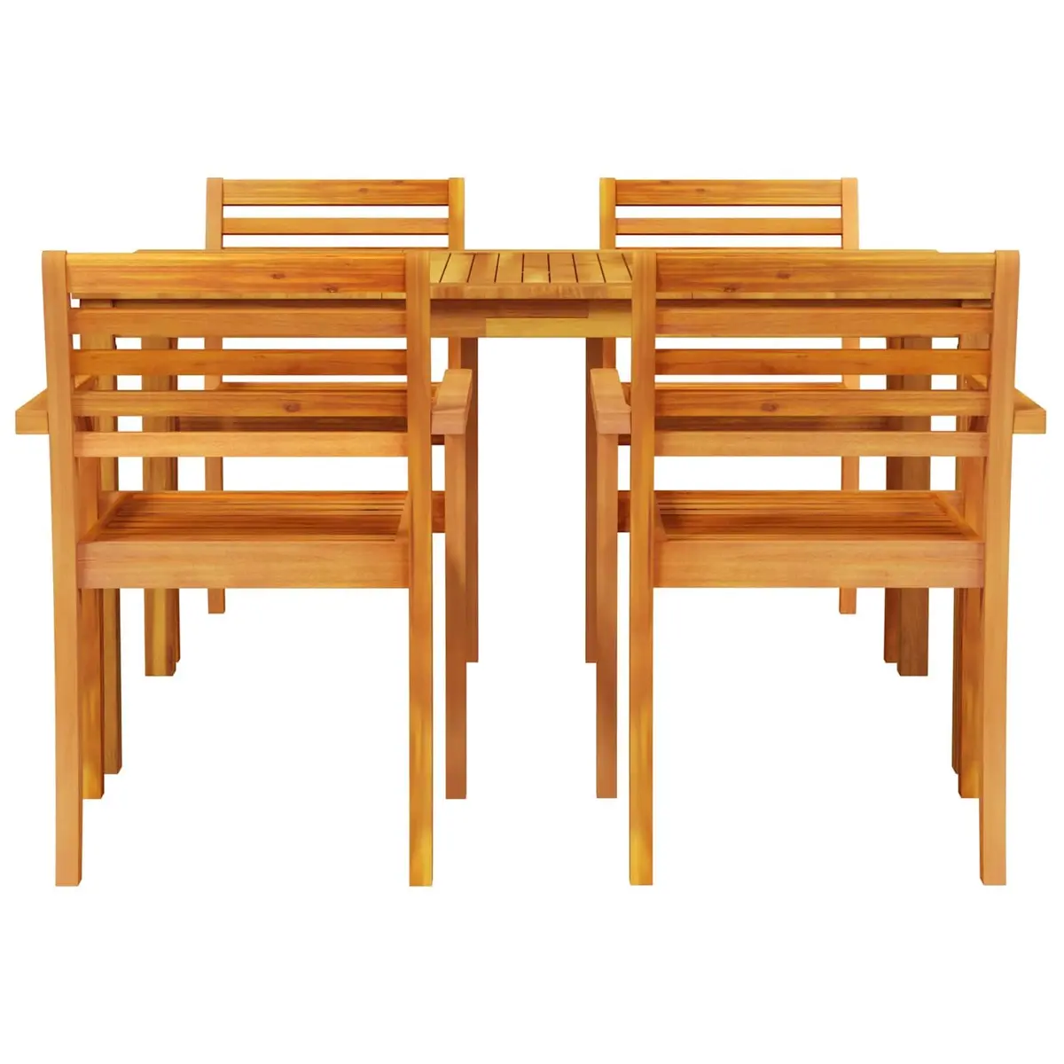 Garden Dining Set Outdoor Patio 5 Piece Acacia Wood Brown Rustic