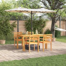 5-Piece Acacia Wood Garden Dining Set with Chairs
