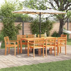 Specifications of a 9-Piece Brown Acacia Wood Dining Set