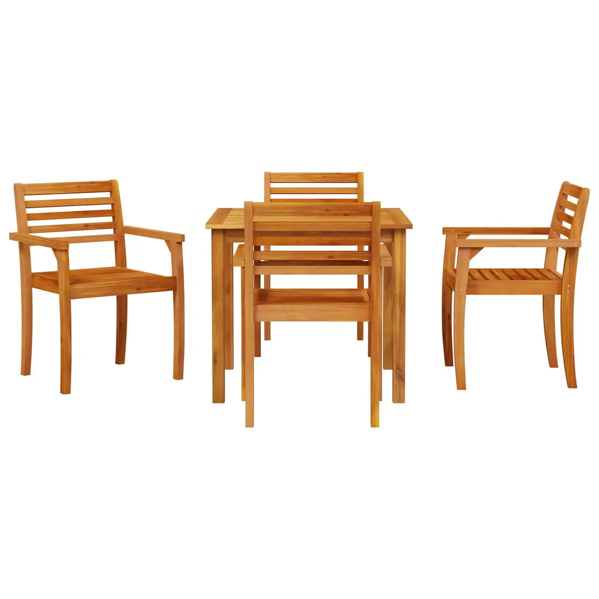 Garden Dining Set Outdoor Use 5 Pieces Brown Solid Acacia Wood Patio Furniture