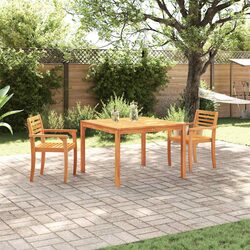 Solid Acacia Wood 3-Piece Garden Dining Set
