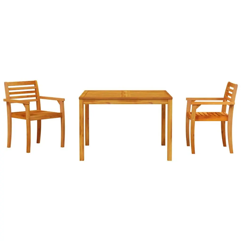 Garden Dining Set 3 Pieces Brown Acacia Wood Outdoor Furniture Patio Table Chair