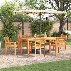 7-Piece Garden Dining Set: Solid Acacia Wood, Brown