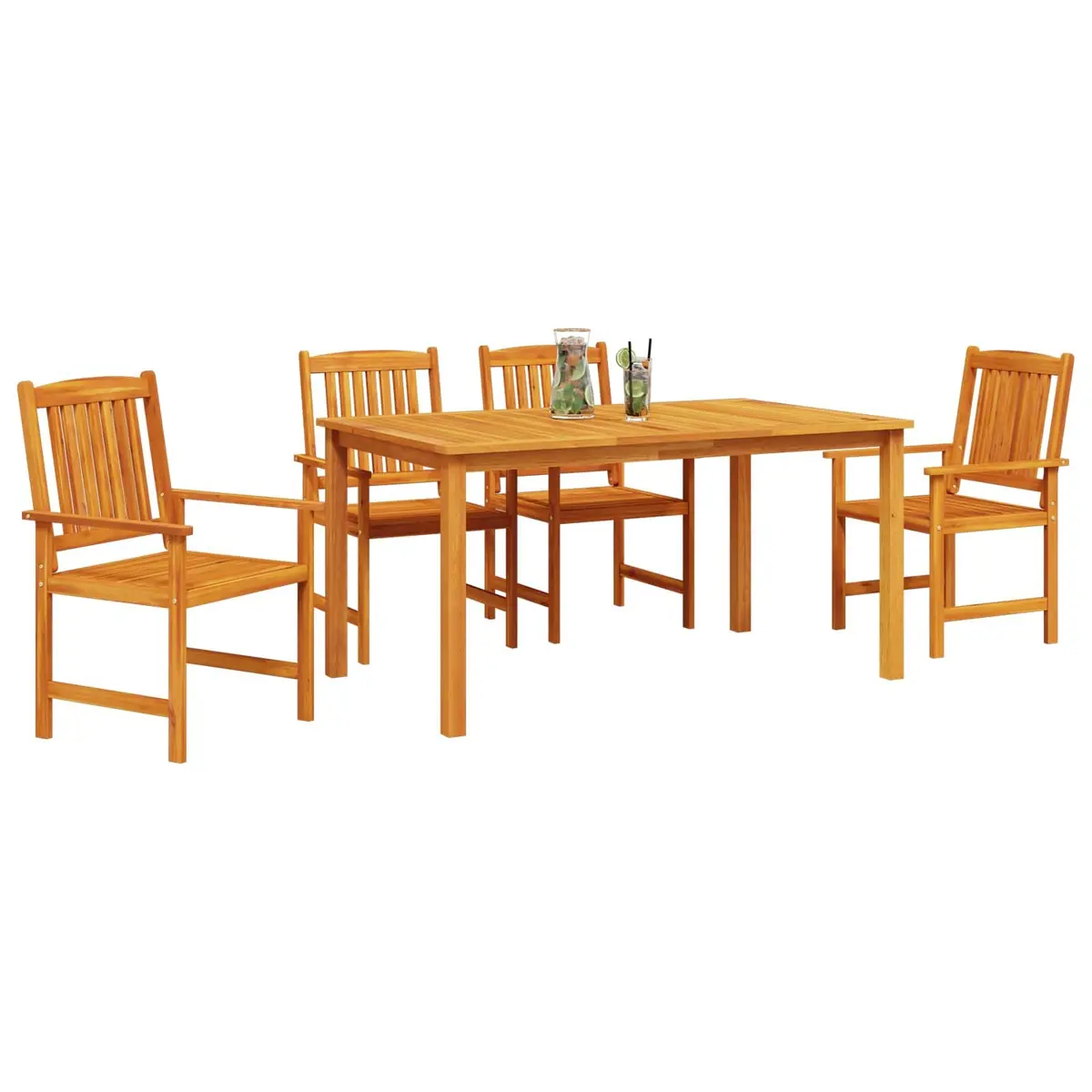 Garden Dining Set 5 Pieces Brown Solid Acacia Wood Outdoor Table Chairs Patio
