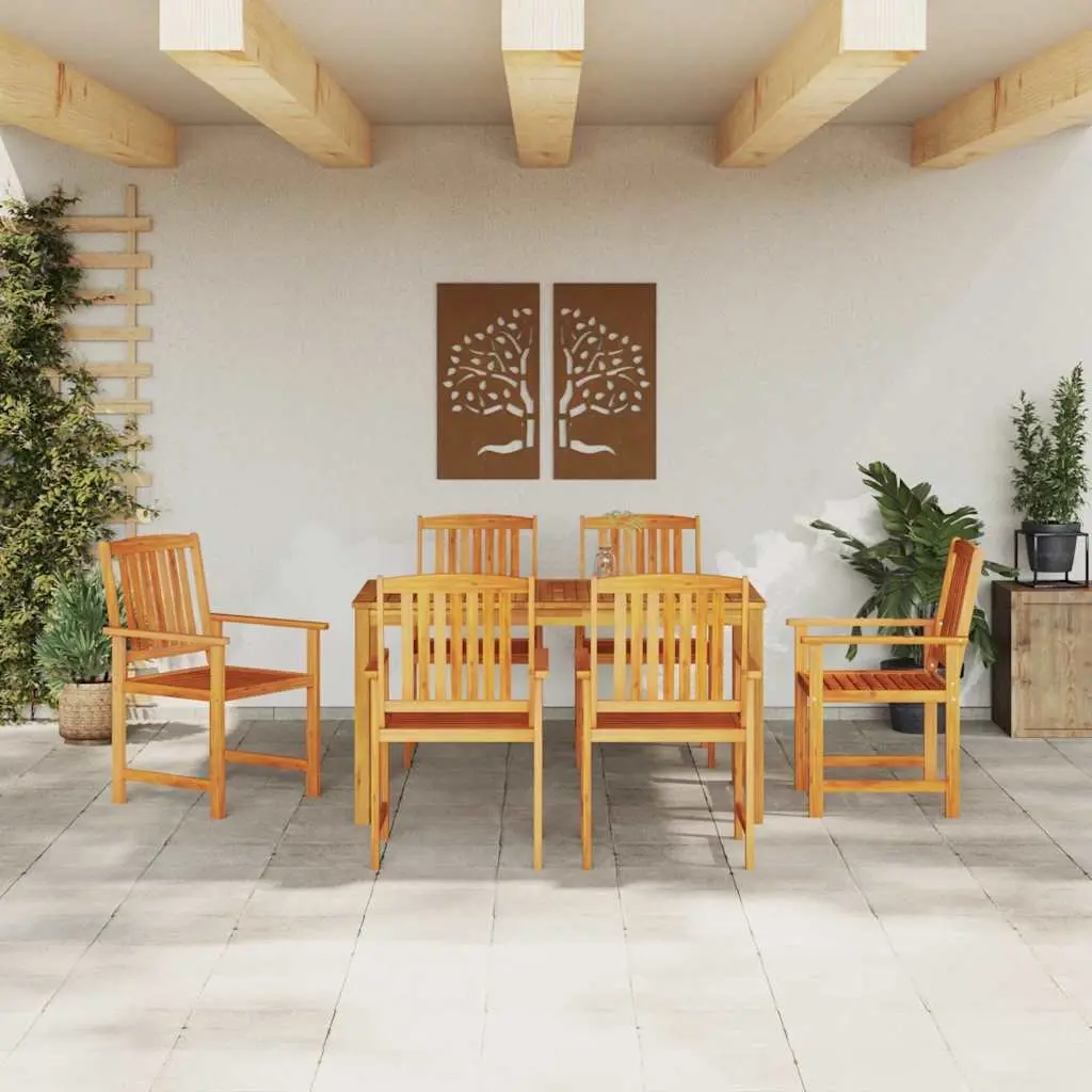 Garden Dining Set 7 Piece Outdoor Furniture Brown Wood Table Chairs Patio