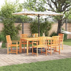 Garden Dining Set 7 Pieces Brown Solid Acacia Wood Outdoor Furniture Patio Table