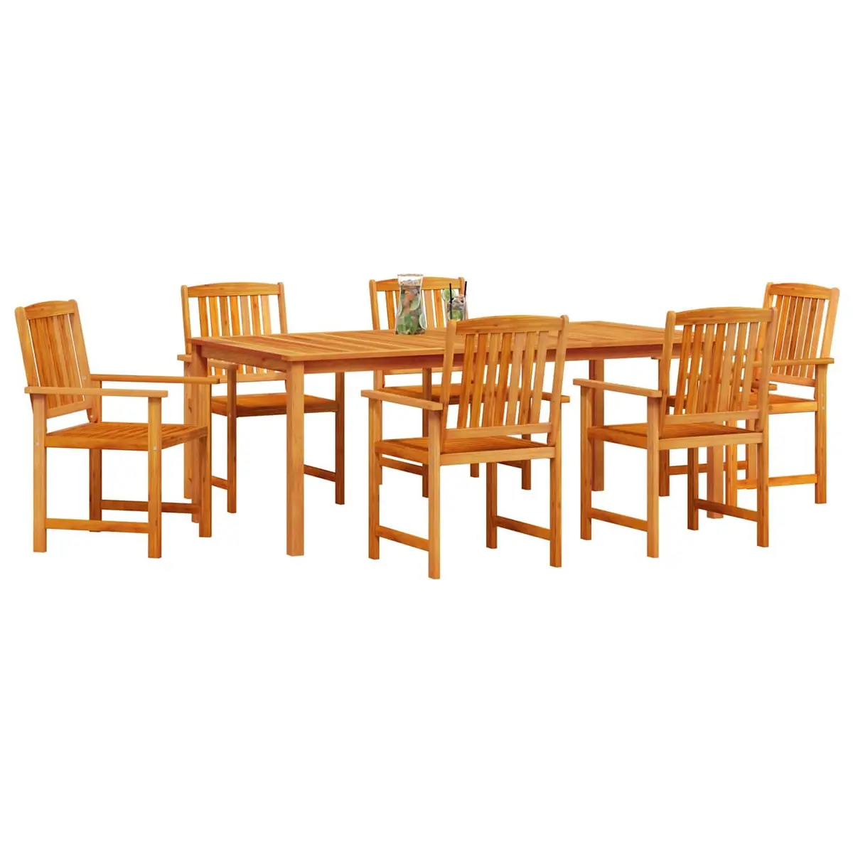Garden Dining Set Outdoor 7 Pieces Brown Solid Acacia Wood Patio Furniture