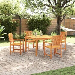 Garden Dining Set - 5 Pieces, Solid Acacia Wood