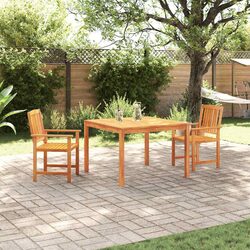 Garden Dining Set 3 Piece Brown Solid Acacia Wood Outdoor Furniture Table Chairs
