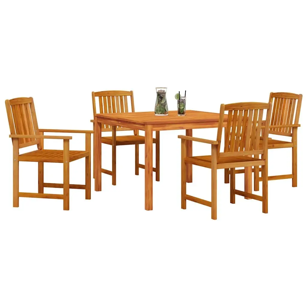 Garden Dining Set Outdoor 5 Pieces Brown Solid Acacia Wood