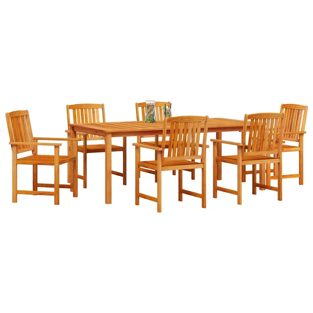 Garden Dining Set 7 Piece Outdoor Use Brown Solid Acacia Wood Table Chairs