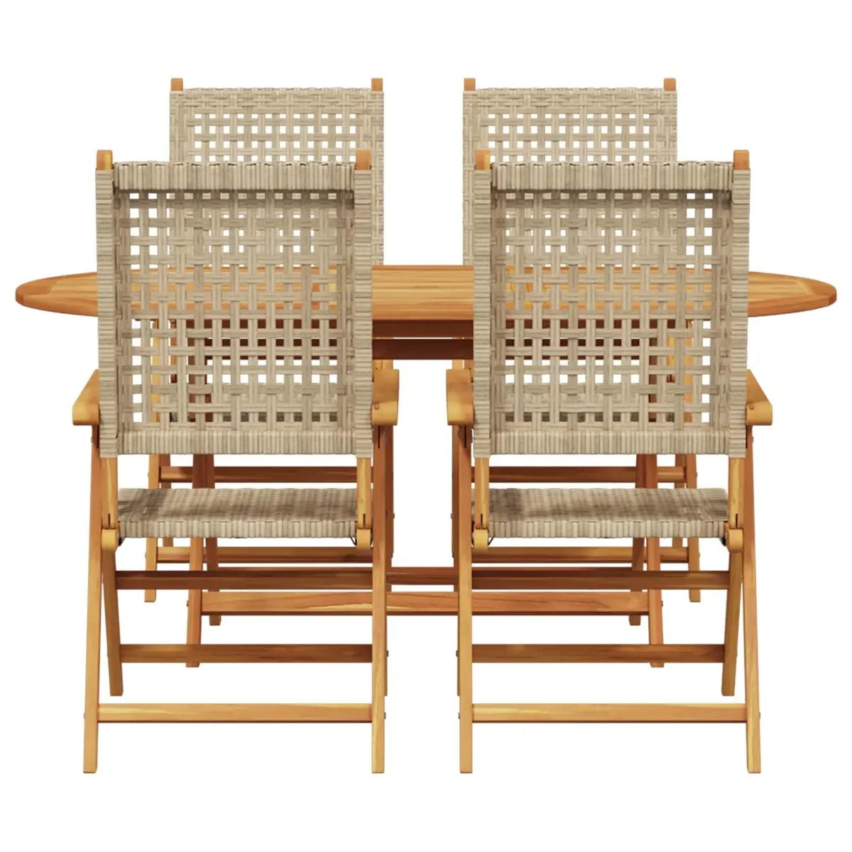 Garden Dining Set Outdoor Furniture 5 Pieces Beige Acacia Wood Patio