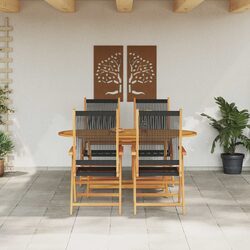 Dimensions and Specs of 5-Piece Black Acacia Dining Set