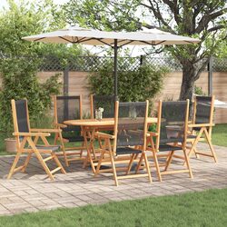 Detailed Specs: 7-Piece Acacia Wood Outdoor Dining Set