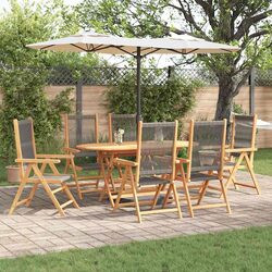 7 Piece Garden Dining Set: Grey Acacia Wood Outdoor Furniture