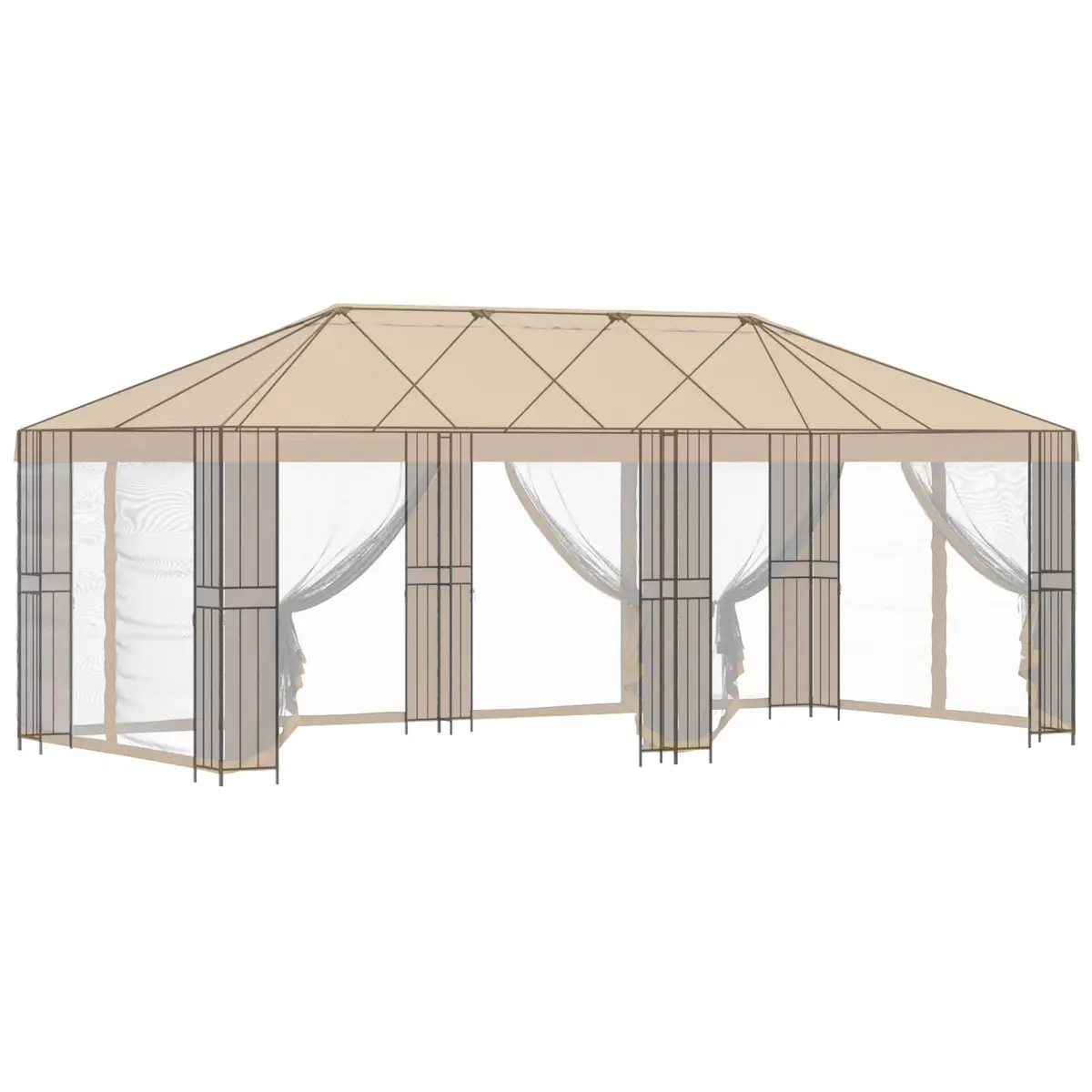 Gazebo Frame Outdoor Garden 6 x 3 m Steel Structure Black