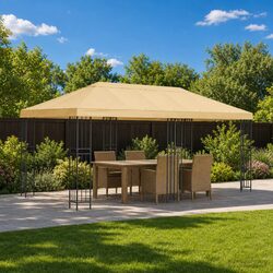 6x3m Gazebo: Cream Polyester Roof and Steel Frame
