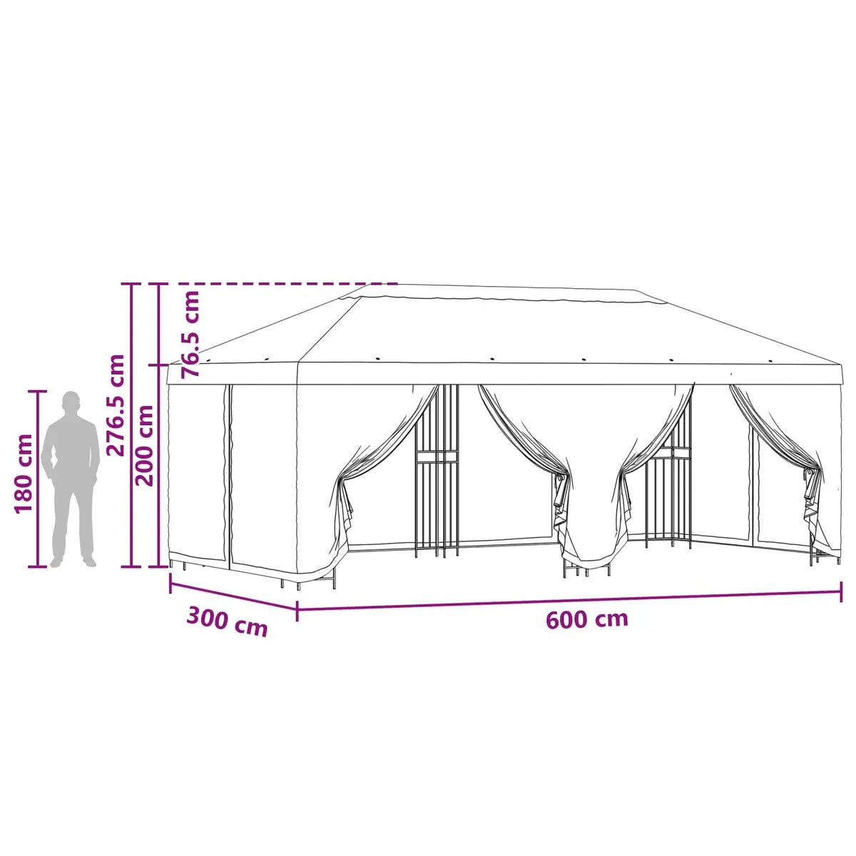 Garden Gazebo Outdoor 6x3m Anthracite with Mesh Sidewalls