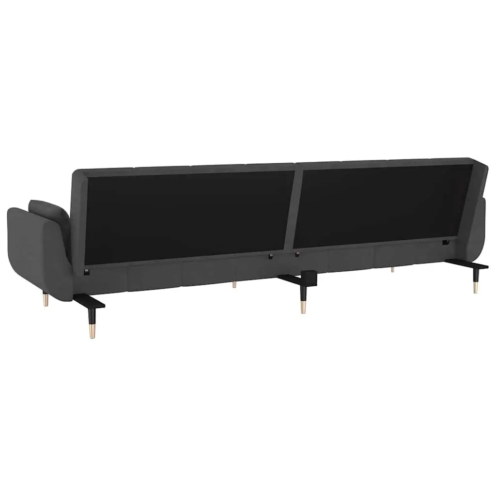 2-Seater Sofa Bed Convertible Lounger Grey Velvet with Pillows Adjustable