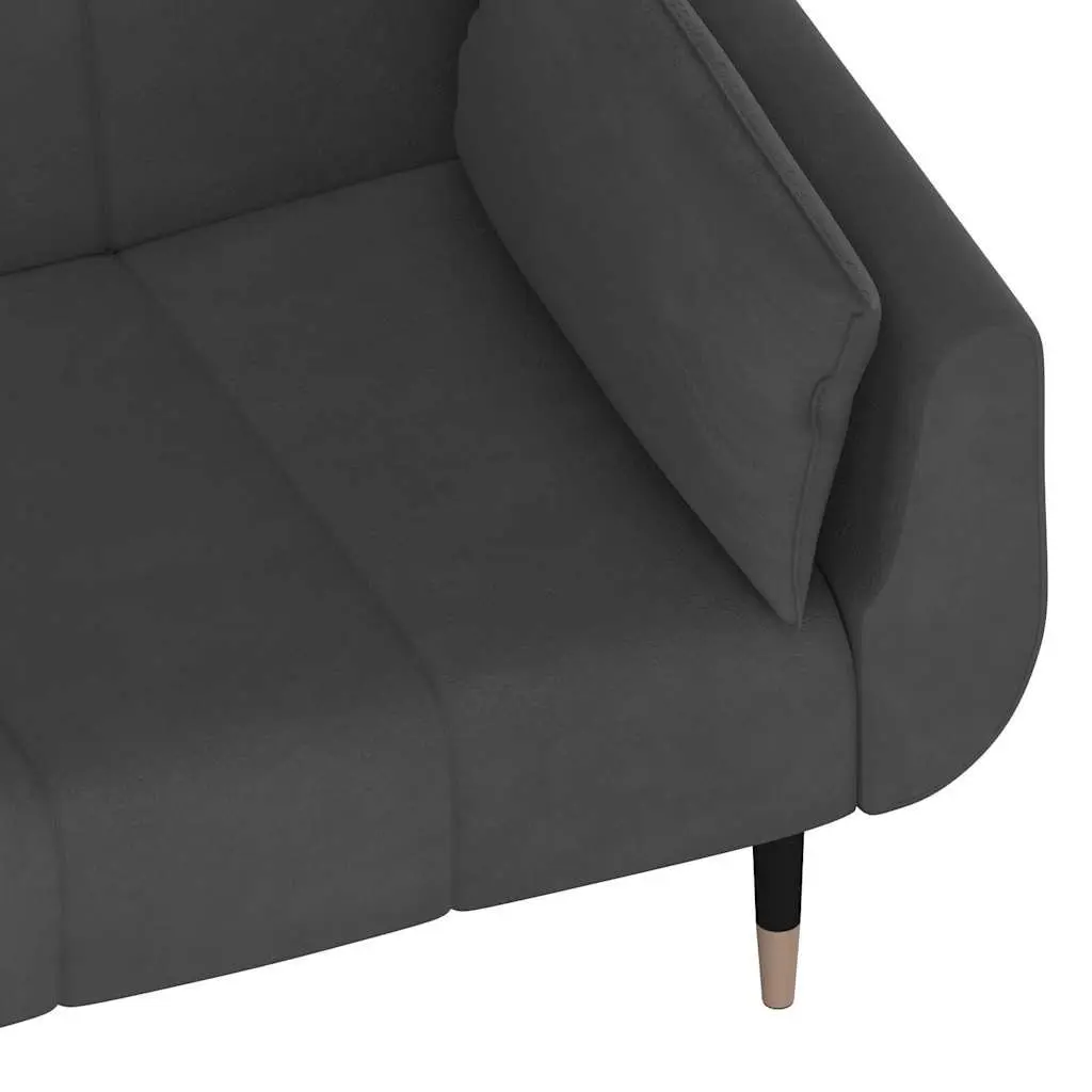 2-Seater Sofa Bed Convertible Lounger Grey Velvet with Pillows Adjustable