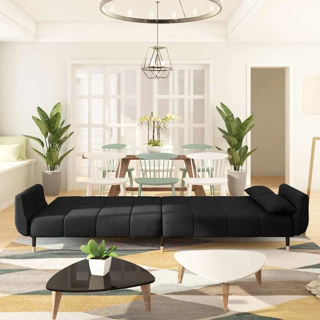 Convertible Sofa Bed with Adjustable Backrest in Black
