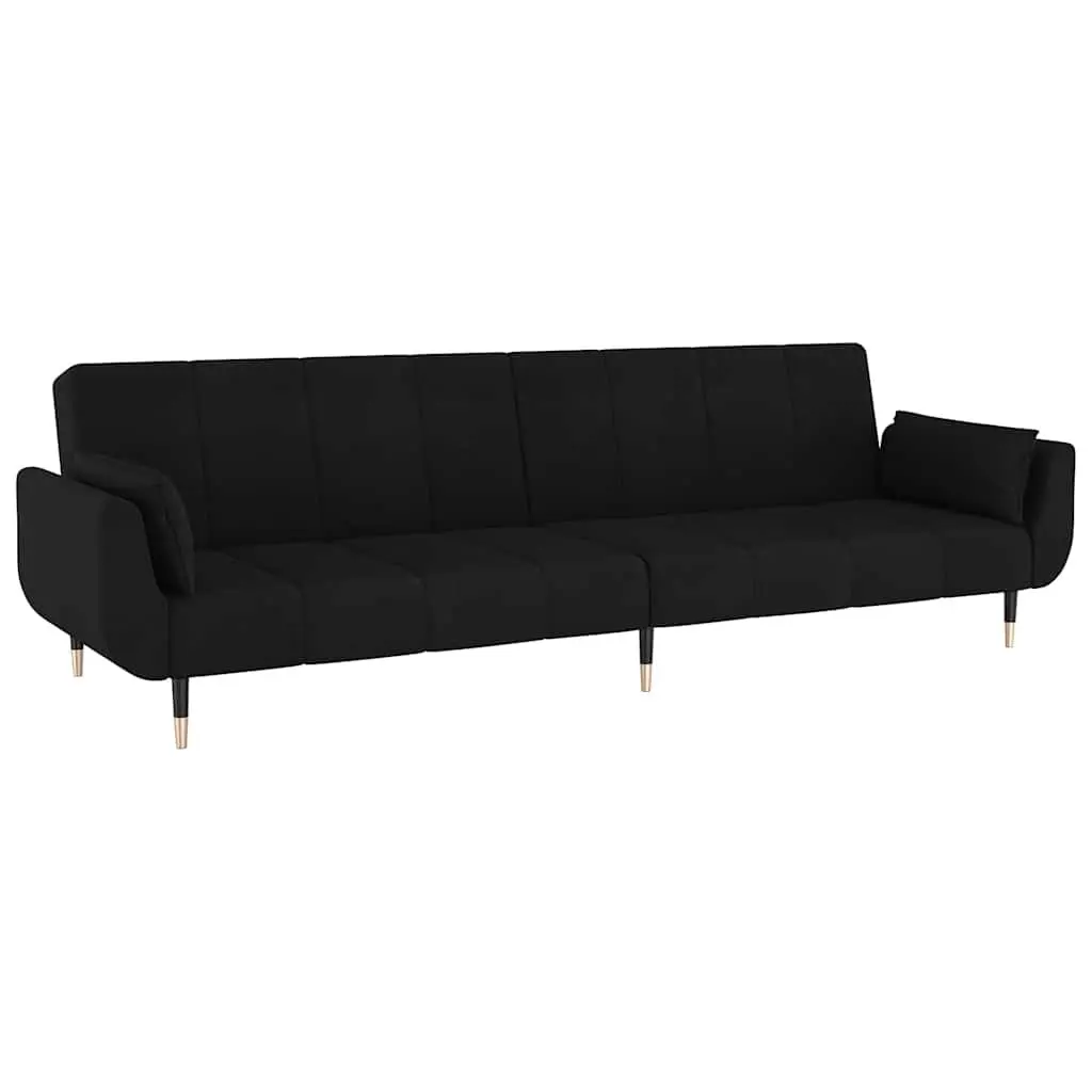 Convertible Sofa Bed with Adjustable Backrest in Black
