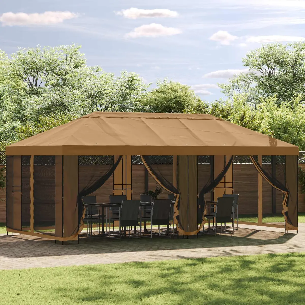 Gazebo Frame Outdoor Garden 6 x 3 m Black Steel Structure