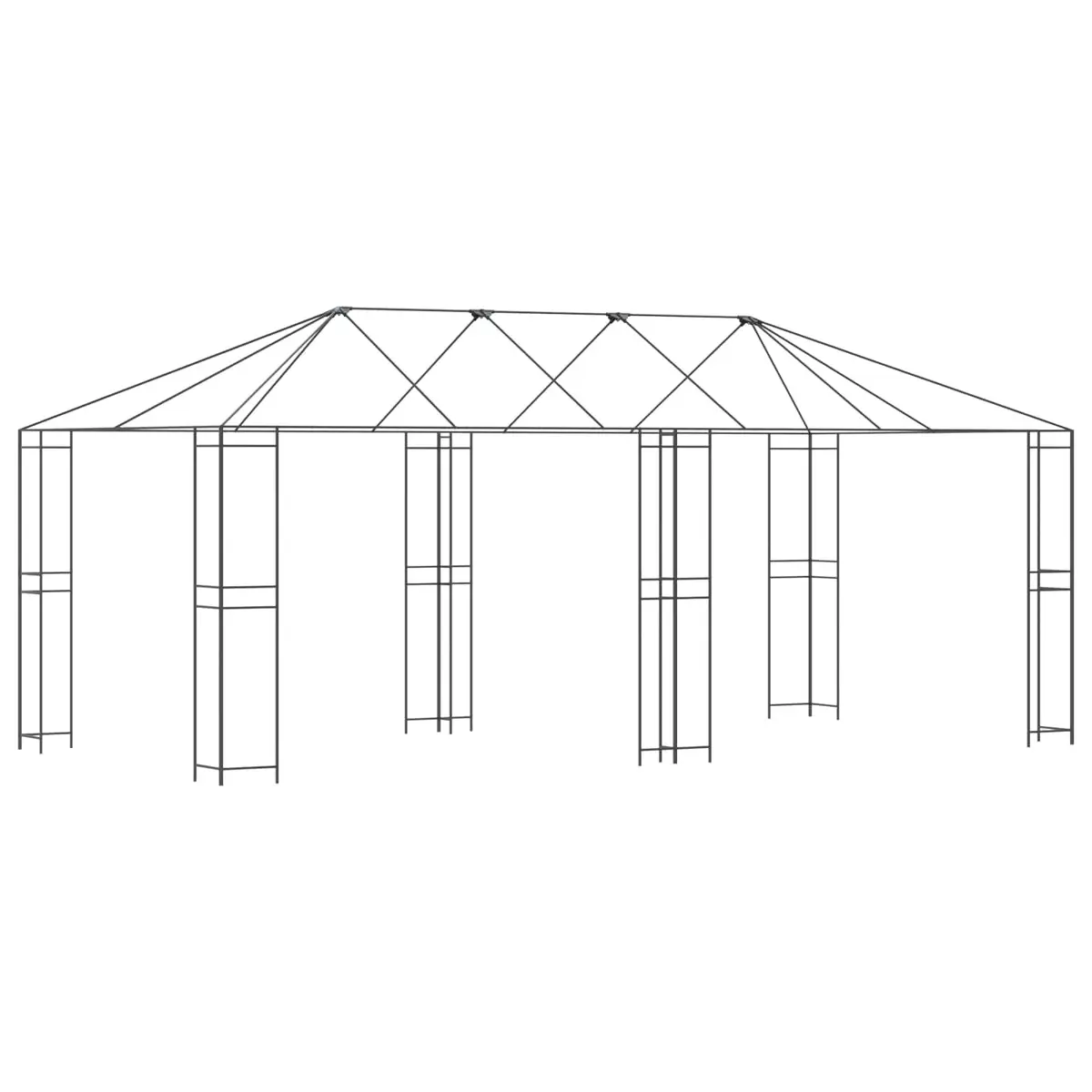 Gazebo Frame Outdoor Garden 6 x 3 m Black Steel Structure