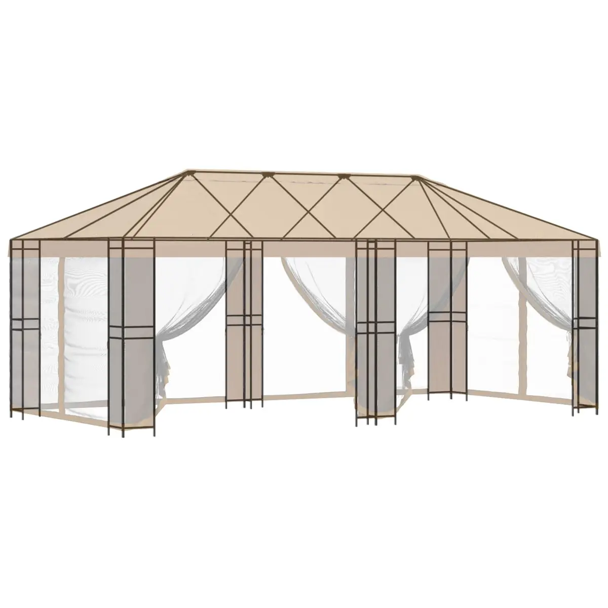 Gazebo Frame Outdoor Garden 6 x 3 m Black Steel Structure