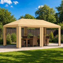 Garden Gazebo Specifications: 6x3m Cream Polyester Steel