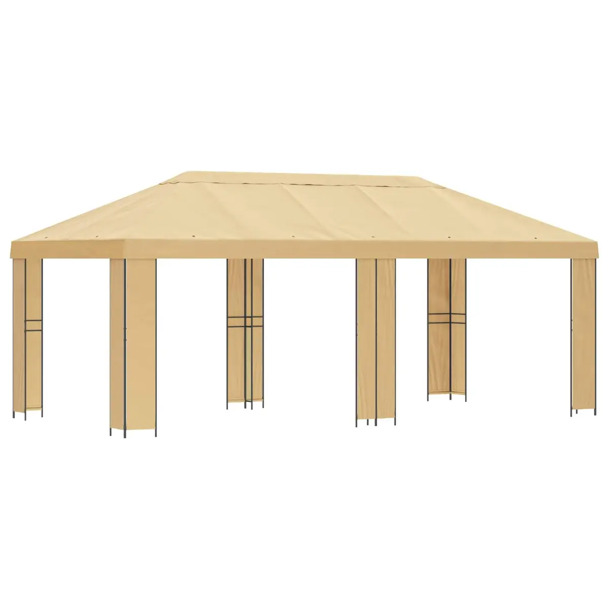Garden Gazebo Outdoor 6x3m Canopy Shade Shelter Cream Polyester Steel Frame