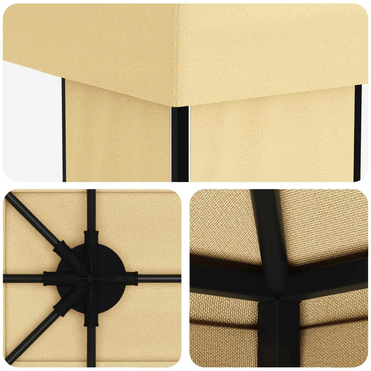 Garden Gazebo Outdoor 6x3m Canopy Shade Shelter Cream Polyester Steel Frame