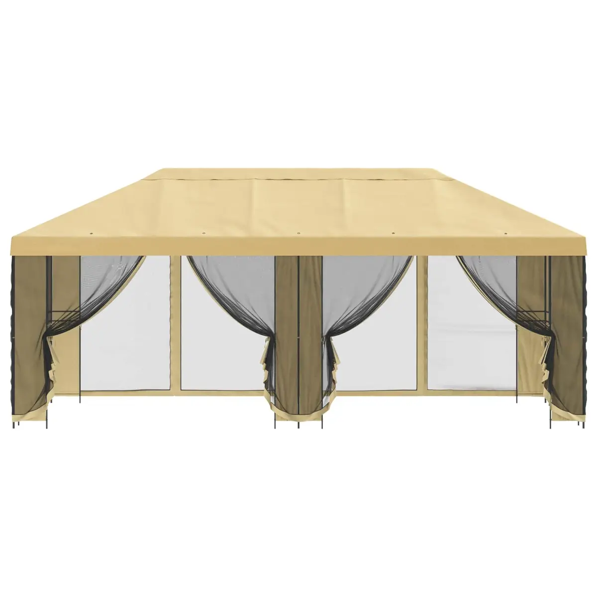 Garden Gazebo 6x3m Outdoor Canopy Cream with Black Mesh Sidewalls for Patio Shelter