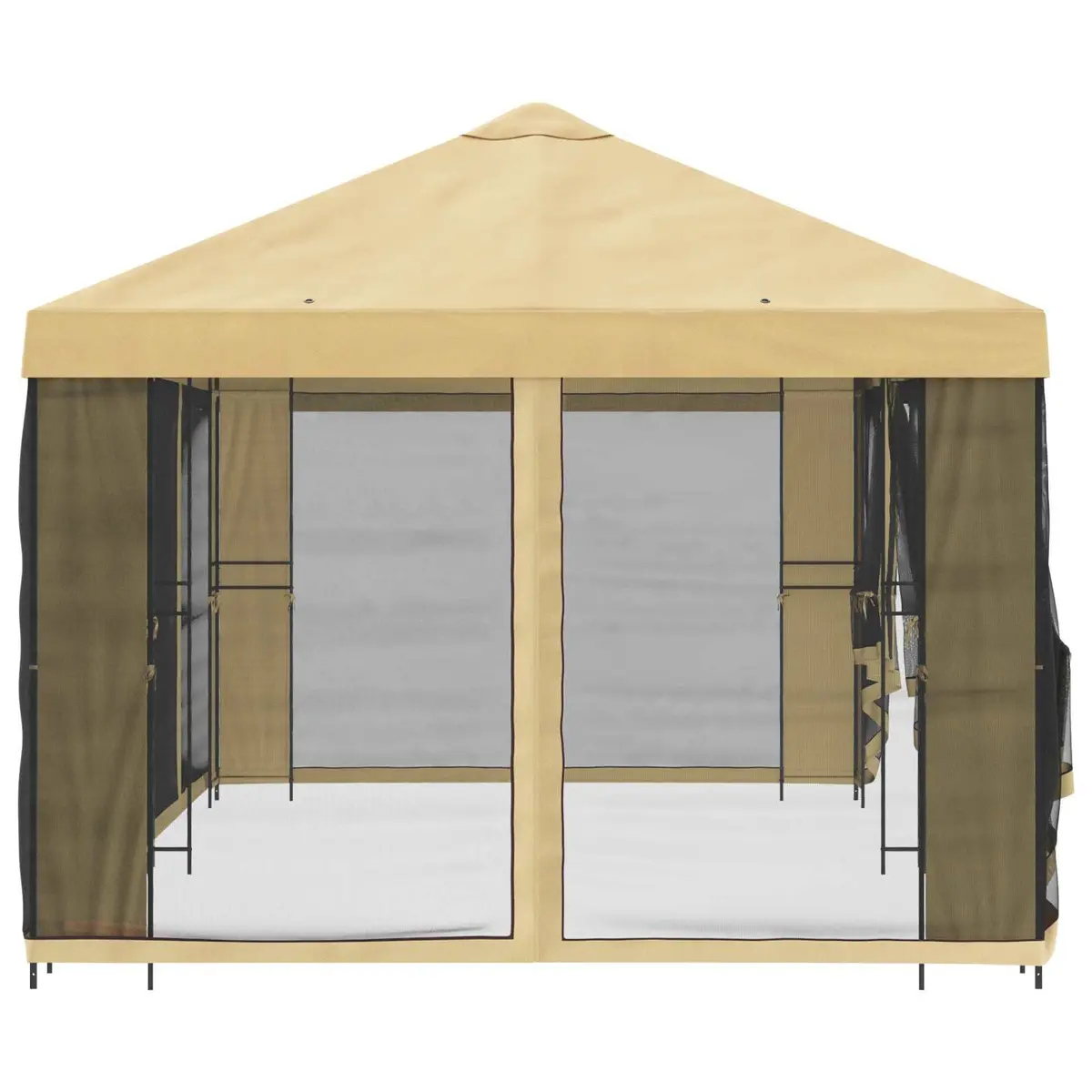 Garden Gazebo 6x3m Outdoor Canopy Cream with Black Mesh Sidewalls for Patio Shelter