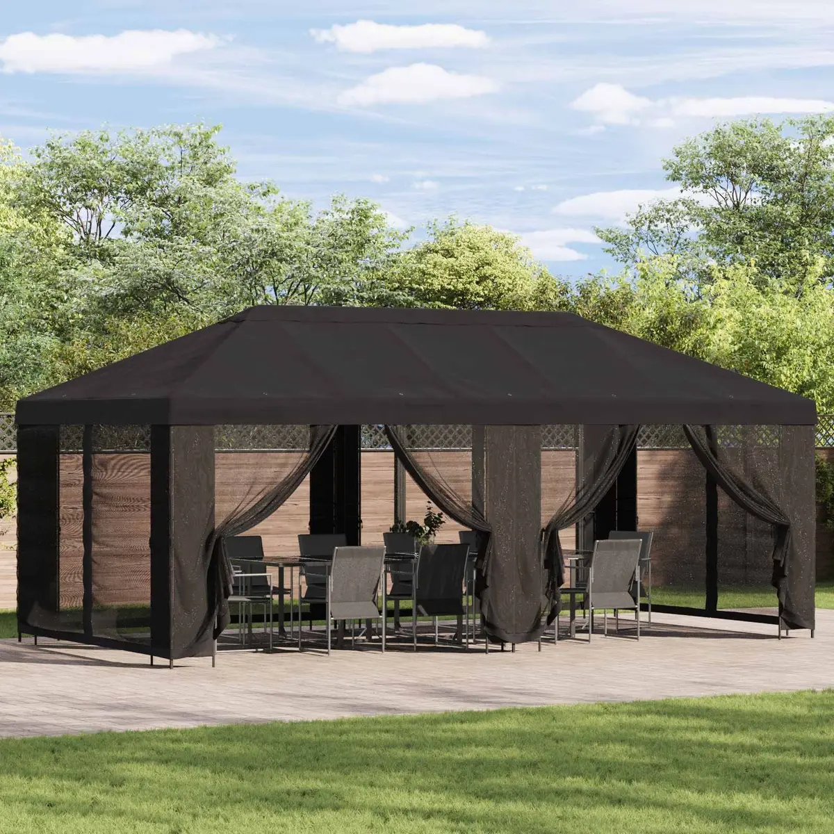 Garden Gazebo Outdoor Canopy 6x3m with Mesh Sidewalls Anthracite for Patio
