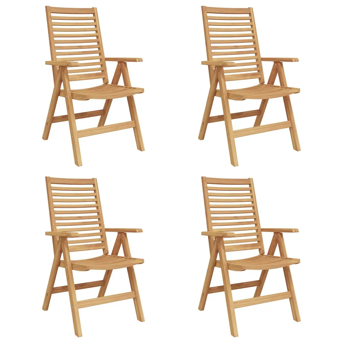 Folding Garden Chair Set 4 Piece Brown Outdoor Patio Teak Wood