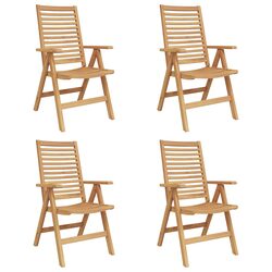 Outdoor Folding Chair Set 4 pcs - Teak Wood Construction