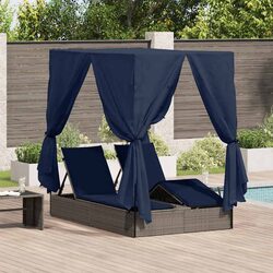 Double Sun Lounger: 205x129x200 cm, Steel Frame, Grey