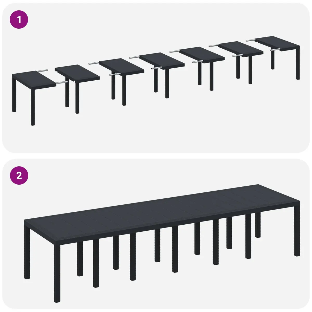 Rectangular Anthracite Garden Table