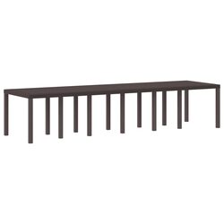 Rectangular Garden Table: 350x100x74 cm, Brown Poly Rattan